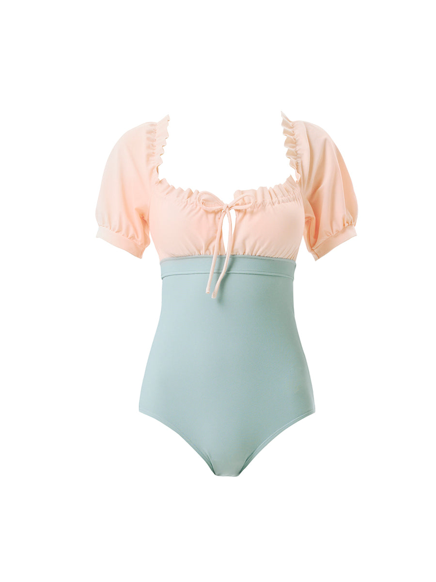 【QUA VINO】 ショートムービー ワンピース水着 QUA VINO] Siesta Light Pink - One Piece Swimwear