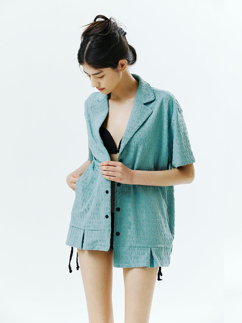 Daydream Terry Cover Up Short Sleeve Robe Jade