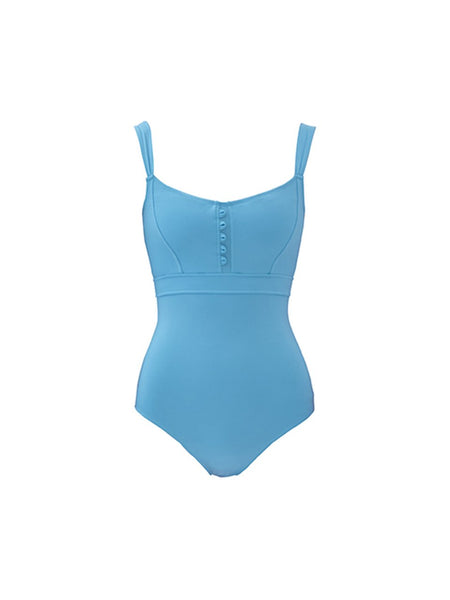 QUA VINO] Blue One Piece Swimwear - MTV Black Shoe Sky Blue