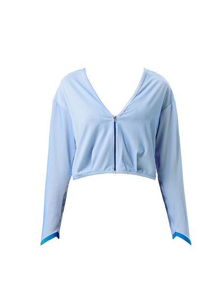 [QUA VINO]★Sky Madeleine Loose Fit Rash Guard VER.2 QUA VINO] Spaceship loose Fit Rash guard blue stripe - One